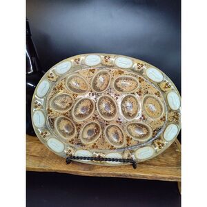 Handmade Devil Egg Platter Kat Jarose Rustic Stoneware Serving Tray Detail Faces